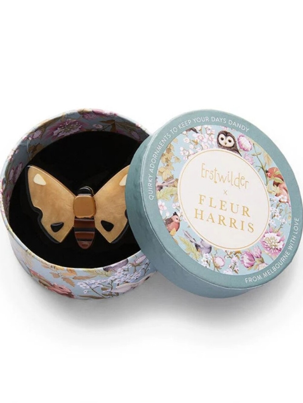 Erstwilder Forest Moth Mini Brooch with Fleur Harris